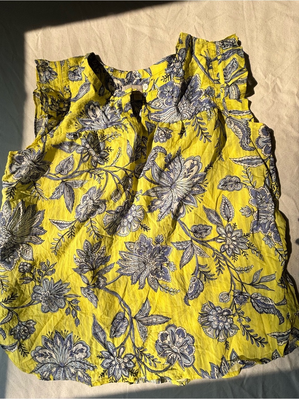 LOFT Yellow Floral Sleeveless Blouse
